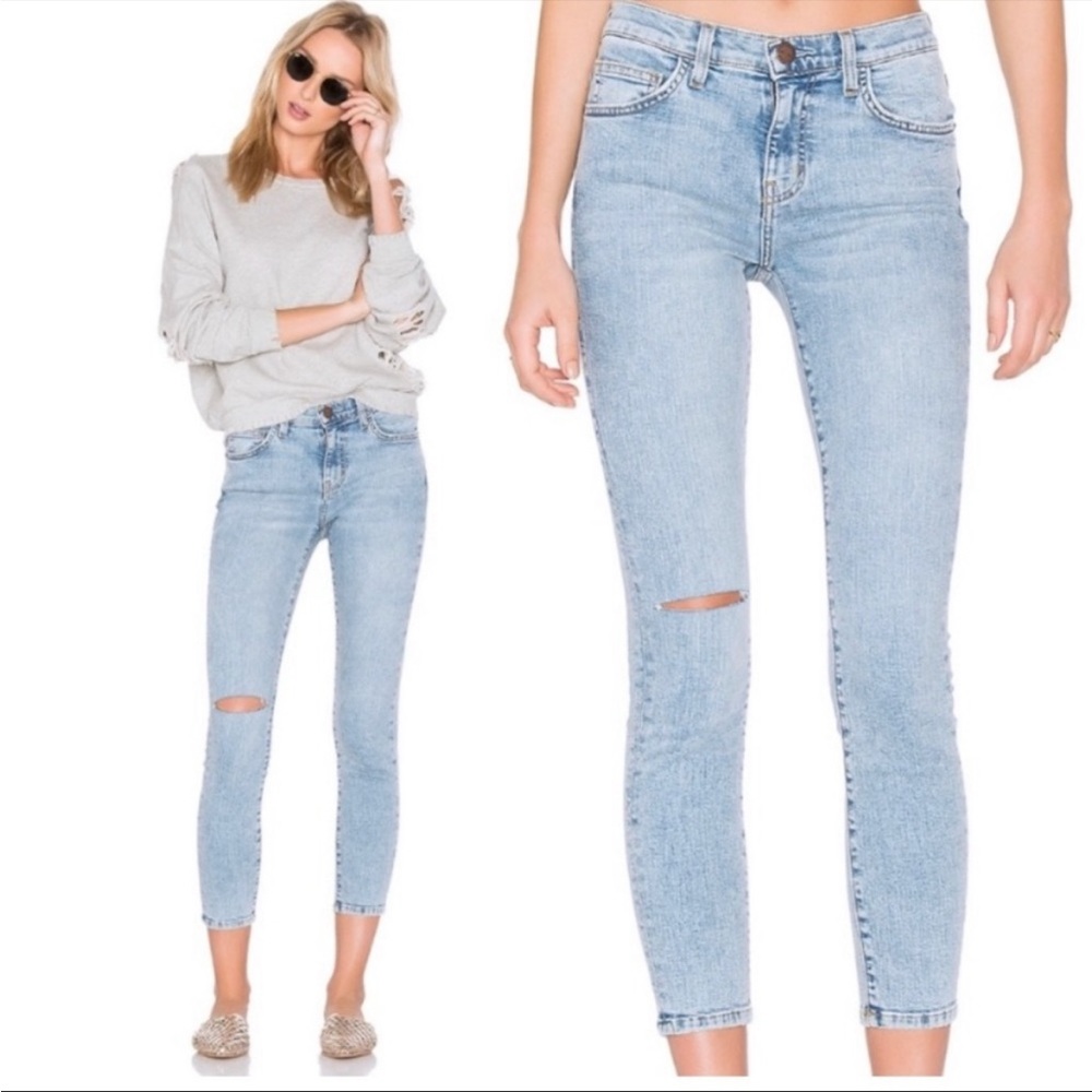 Current/Elliott The Highwaist Stiletto in Seville Knee Slit Destroy SIZE 27.